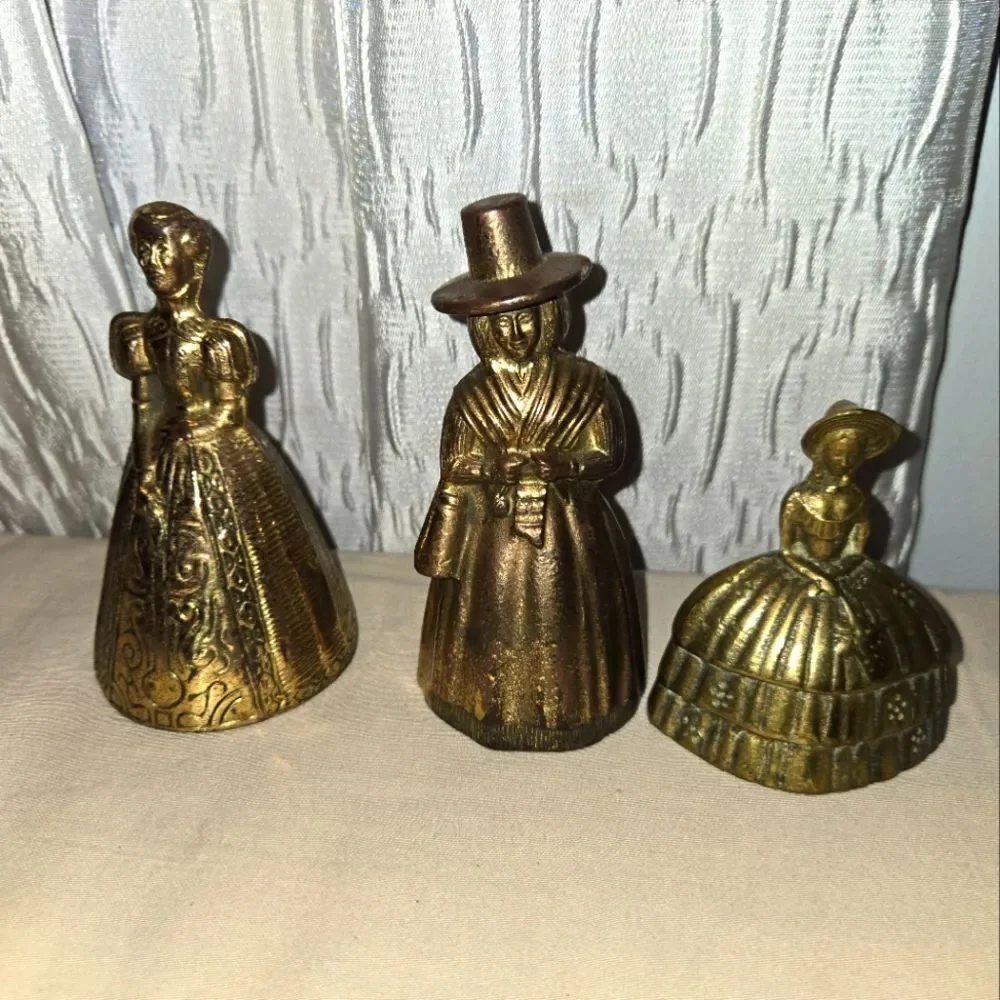 Vintage Brass Lady Bell Lot Made In England